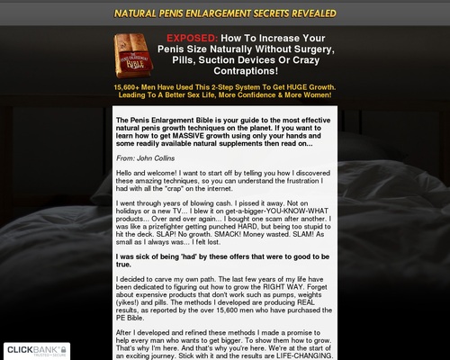 Penis Enlargement Bible #1 PE Offer On CB - Awesome EPC's