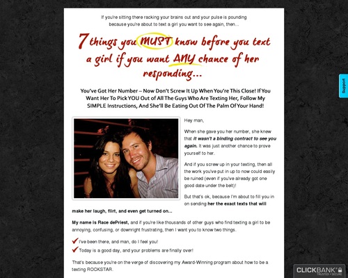 Text That Girl - Ultimate Men's Texting Guide 75% Comm + Upsells